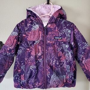 Patagonia 3T Honey Puff Reversible Purple Print Winter Coat